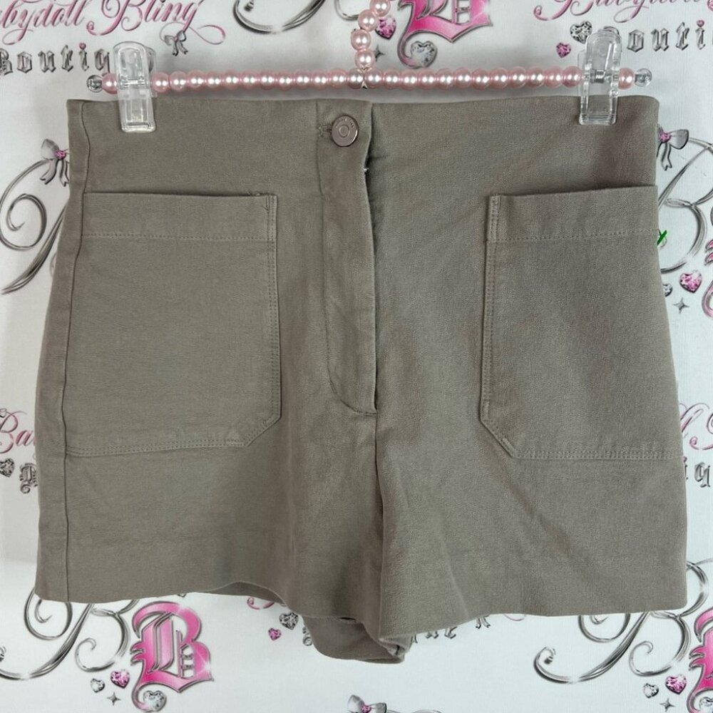 Wilfred free shorts High Waist grey stretchy button up high waisted Shorts